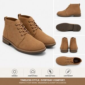 Men's Leather Chukka Boots by Goodfellow Brantley Brown Size 8 New